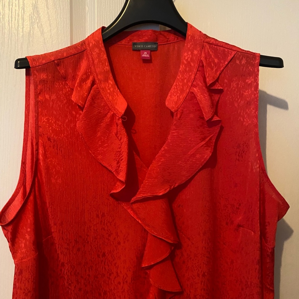 Vince Camuto Vibrant Red Ruffle Blouse - Picture 2 of 6